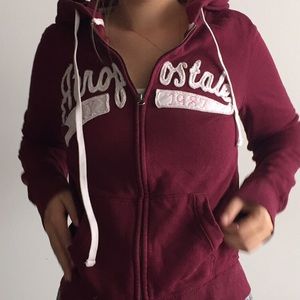 AEROPOSTALE Y2K Burgundy Zip Up Hoodie Medium